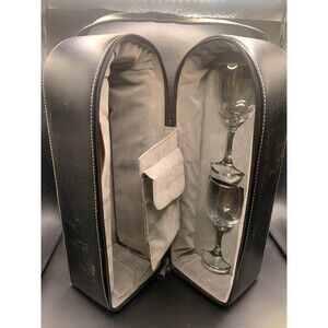 Bey-Berk Leather Wine Bottle Carrier Caddy Travel Tote Bag & Tool Set, Black